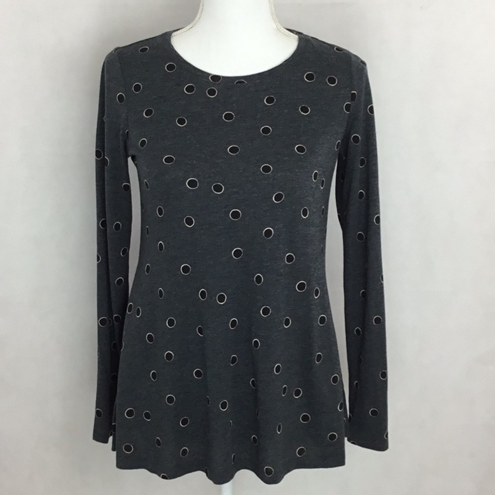 BODEN Gray Polka Dot Long Sleeve Tee